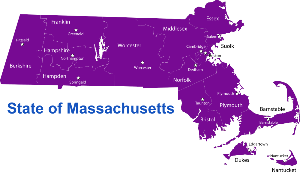 State of Massachusetts map